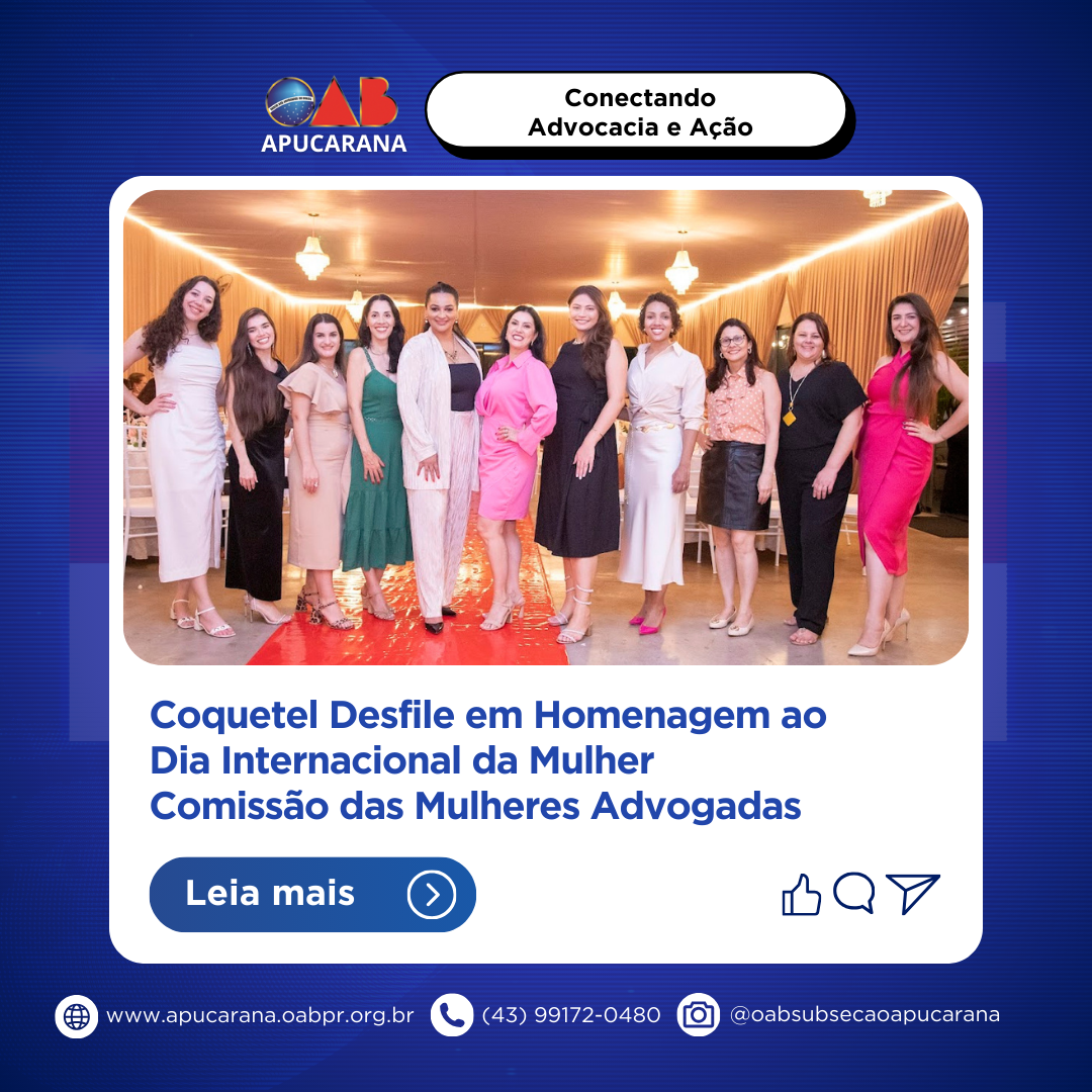 Coquetel Desfile em Homenagem ao Dia Internacional da Mulher
