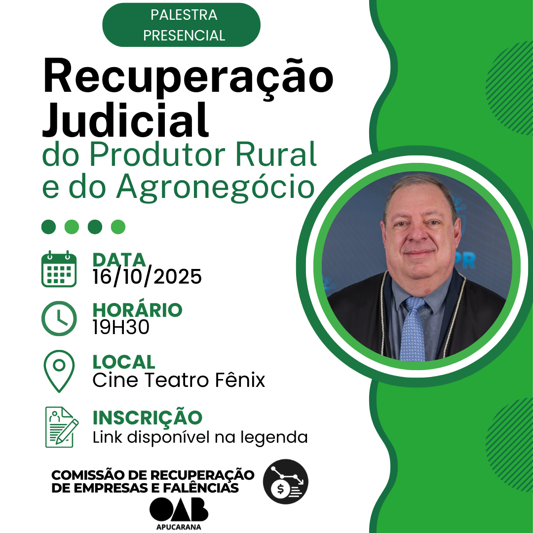 Palestra – Recuperação Judicial do Produtor Rural e do Agronegócio